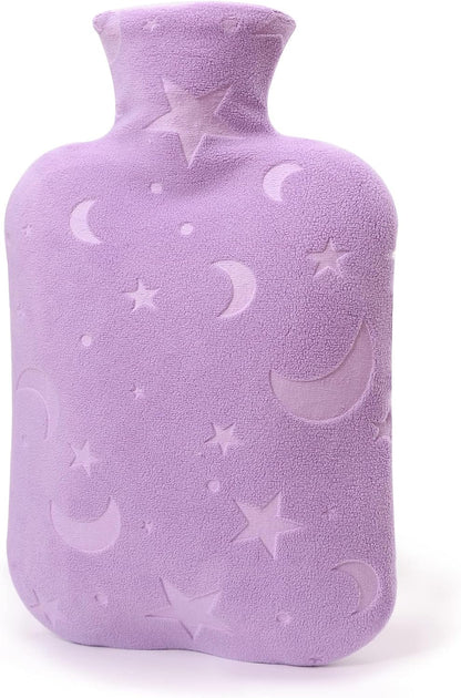 Hot Water Bottle with Soft Cover, 2L Hot Water Bag for Menstrual Cramps, Neck and Shoulder Pain Relief, Hot and Cold Therapies, Hand Feet Warmer, Blue