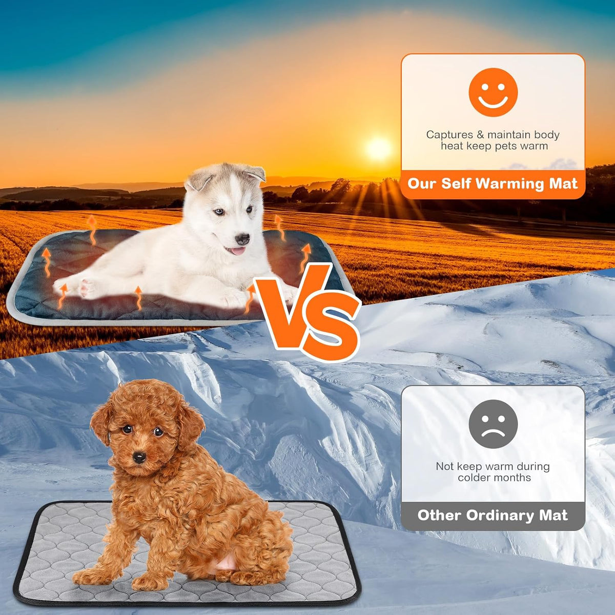 2 Pack Self Heating Cat Mat Self Warming Pet Pads Washable Kennel Mat Dog Crate Pad Reflects Body Heat Non Skid Cat Thermal Pads for Puppy Indoor Outdoor(Black,16 x 20 Inches)