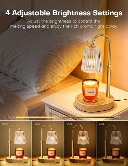 Candle Warmer Lamp with Timer Dimmer, Home Bedroom Decor Gifts for Women | Adjustable Height, Electric Wax Melts Warmer for Jar Candles, Birthday Christmas House Warming Gifts with 2 Bulbs