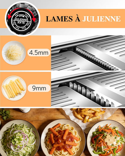MASTERTOP Mandoline Slicer, 5 in 1 Mandoline Food Slicer, Dishwasher Safe | Stainless Steel Mandoline Slicer, Adjustable Vegetable Slicer for Fruit, Cheese, Send Cut Proof Gloves & Cleaning Brush