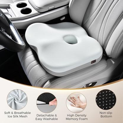 Coverado Lumbar Support Pillow and Seat Cushions for Office Chairs, Memory Foam Orthopedic Coccyx Cushion for Tailbone Pain Cushion Pillow & Back Pain Pressure Relief Seat Cushion Coffee&Beige