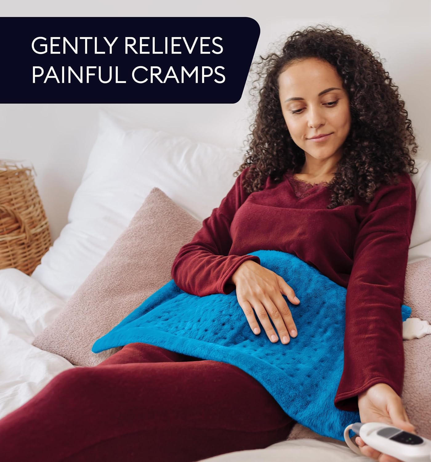 GENIANI Back Pain & Relaxation Gifts for Women – Electric Heating Pad for Back, Neck & Shoulders, Soft Microplush Electric Throw Heating Pad for Period Comfort, Fast Heating, Auto Shut Off, 12"x24"