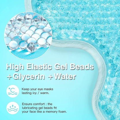 Cooling Gel Eye Mask for Puffy Eyes, Migraines & Dark Circles | Hot & Cold Therapy, Headache Relief, Reusable Gel Beads, Adjustable Strap, Skin Care Use