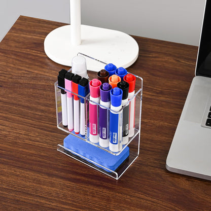 Magnetic Glass Whiteboard Pen Holder, Magnetic Dry Erase Marker Holder for Fridge, Whiteboard, Desk Locker Organizer Accessories, Office, Home, 1 Pack