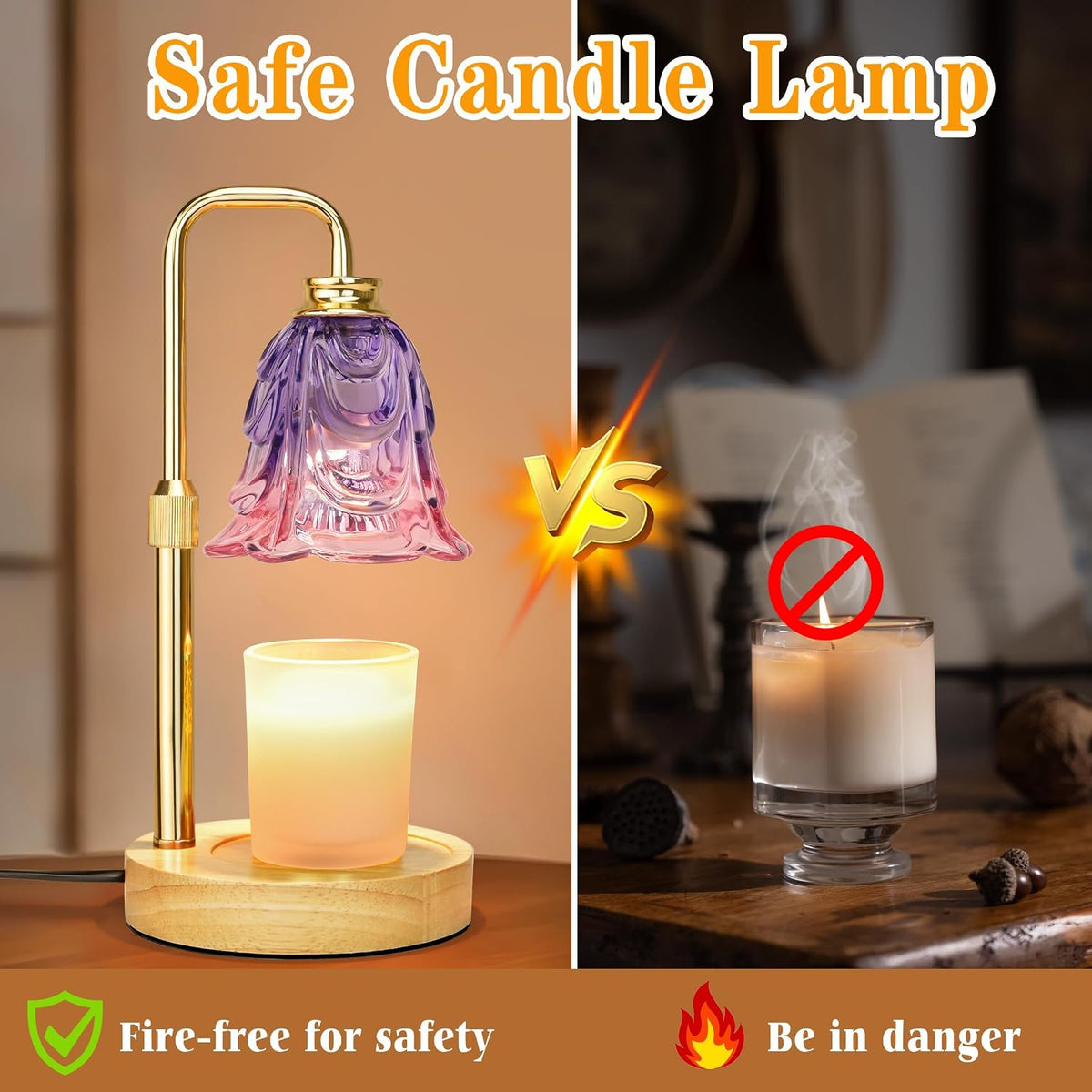 XJZJY Pink Flower Candle Warmer Lamp with Timer, Birthday Gifts for Women