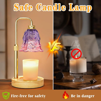 XJZJY Pink Flower Candle Warmer Lamp with Timer, Birthday Gifts for Women