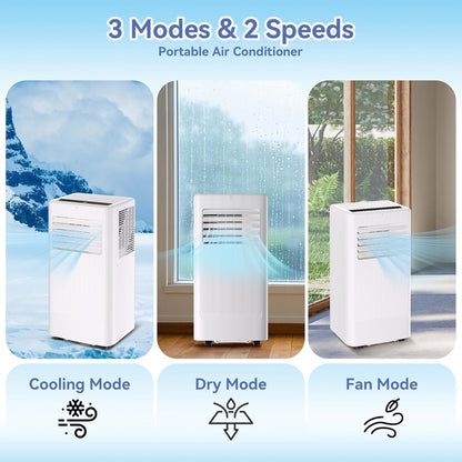 10000 BTU Portable Air Conditioner, 3 In1 Cooling Dehumidifier Fan, Quiet Fast Cooling, 4 Way Swing, LED Display, Remote, 24H Timer, 360° Wheels, Window Kit, Cools Rooms Up to 450 Sq.ft