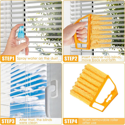 Geiserailie 2 Pcs Window Venetian Blind Cleaner Duster Tool Washable 7 Fingers Dusting Cleaner and Air Vent Shutter Brush Blinds Air Conditioner Fan Duster Dirt Housekeeping Tool (2 Color)
