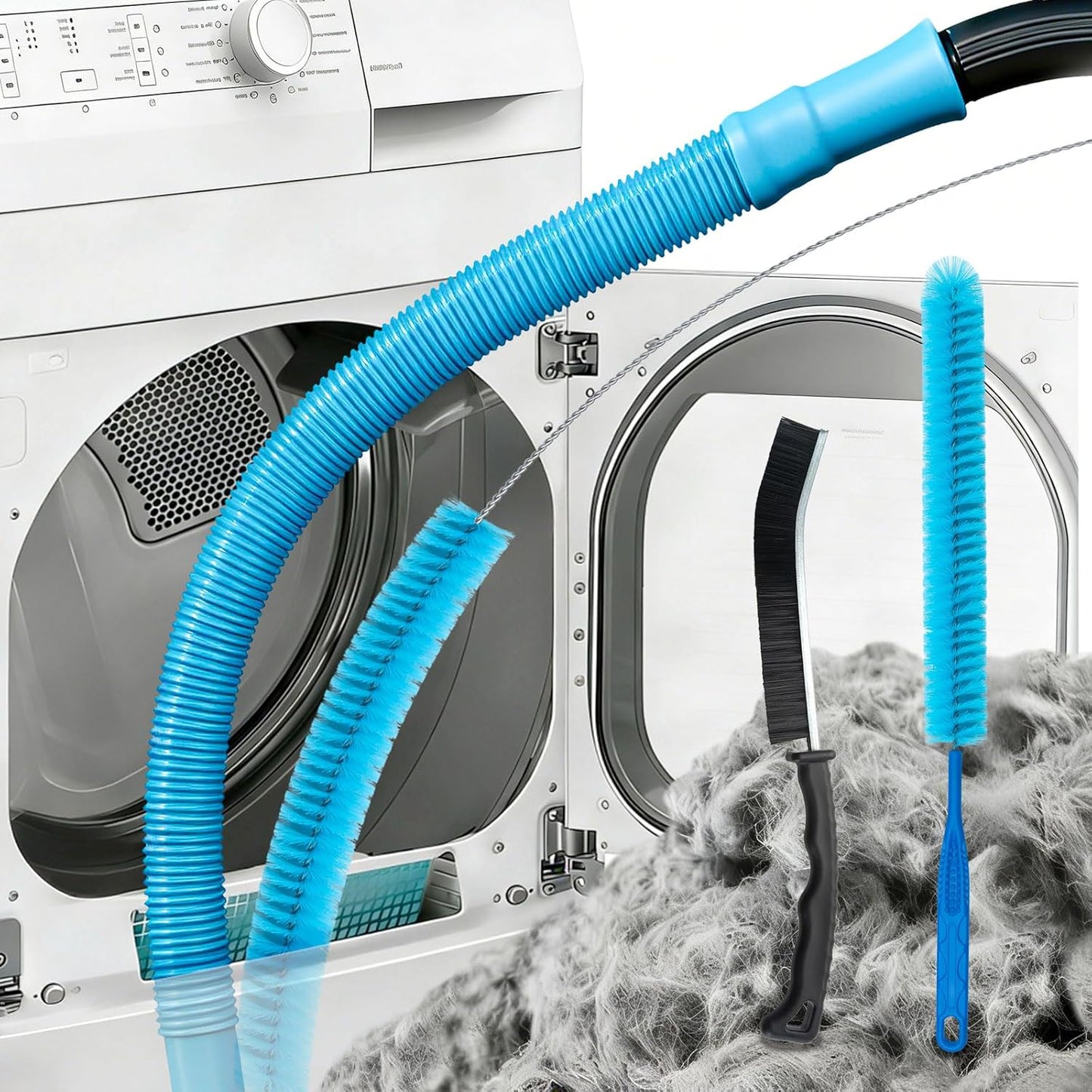 Universal Dryer Vent Cleaning Kit with Vacuum Hose Attachments - Lint Remover Lint Removal Tool Set for Clothes Dryer, Shop Vac Accessories, Lint Trap Cleaner & Home Maintenance Tools