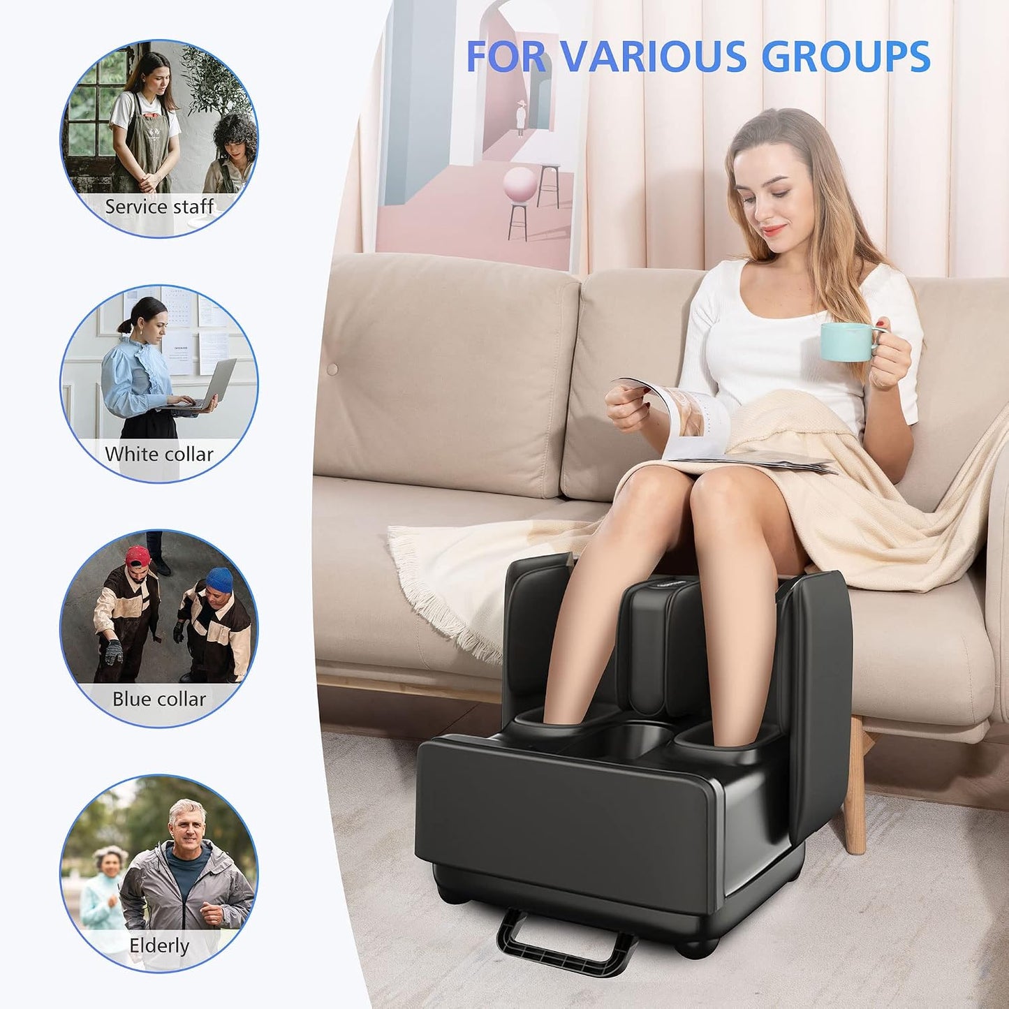 COMFIER 2 in 1 Foot Massager Machine, Shiatsu Foot and Calf Massager with Heat,Kneading,Vibration,Compression Massagers for Feet,Ankle,Leg,Tired Muscles & Plantar Fasciitis,Gift for Men Women