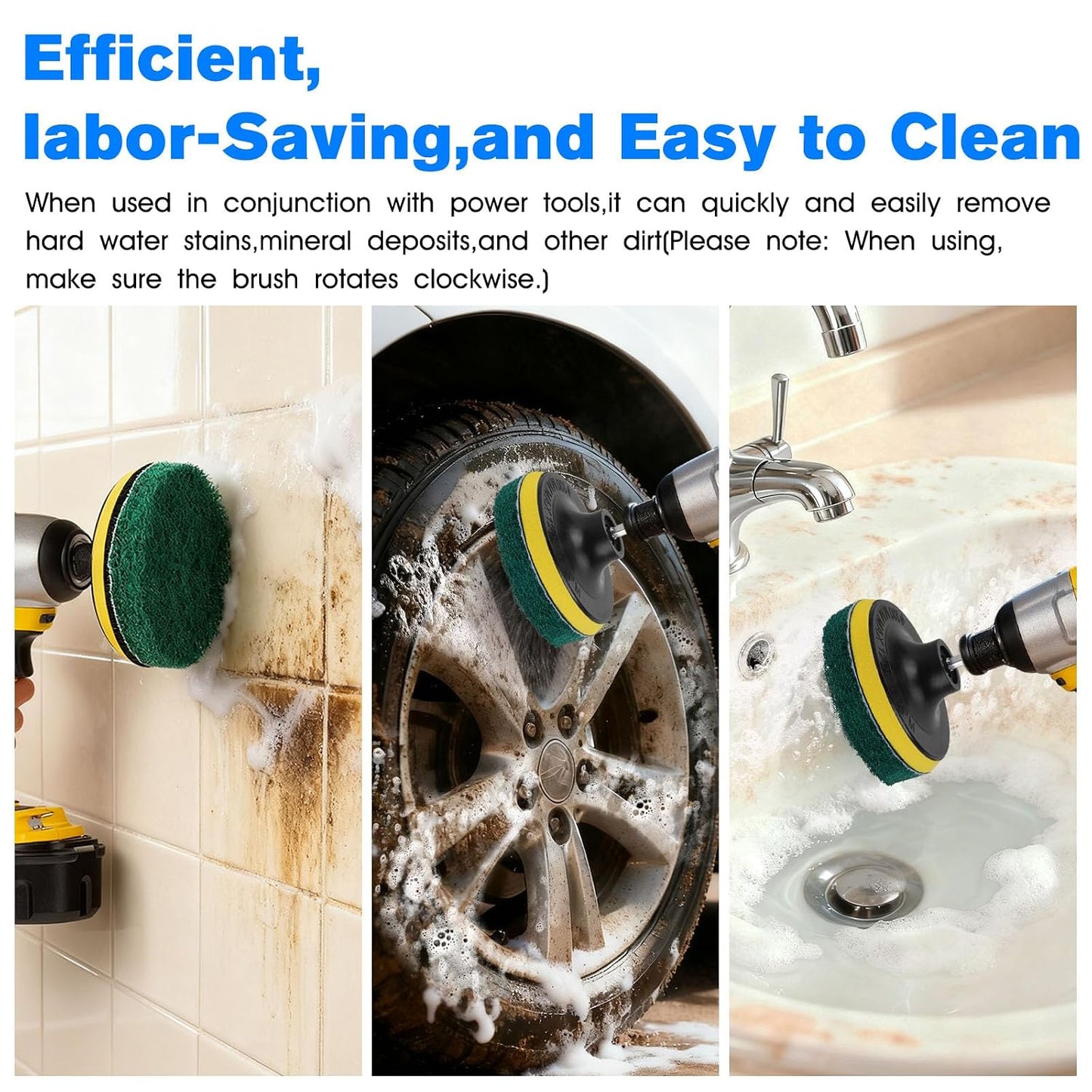 4" Drill Brush Scouring Pads Set, 4Red 4Green + Attachment & Shaft for Tile | 4-Inch Scrub Drill Brush Pads Set: 4 Red, 4 Green Pads, Drill Attachment & Shaft. For Kitchen, Bath, Tile, Glass, Porcelain