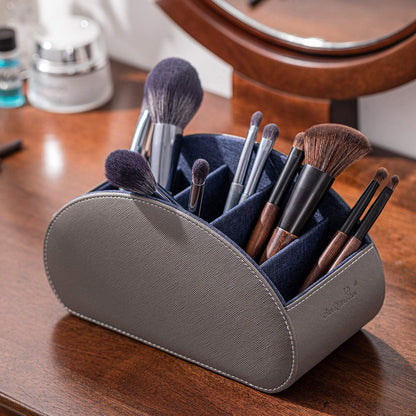 Remote Control Holders Organizer Box with 5 Compartment PU Leather Caddy | Multi-functional Office Desk Storage Caddy Store Tv Remote for Media Player,Brush,Pencil,Glassees&Office Supplies