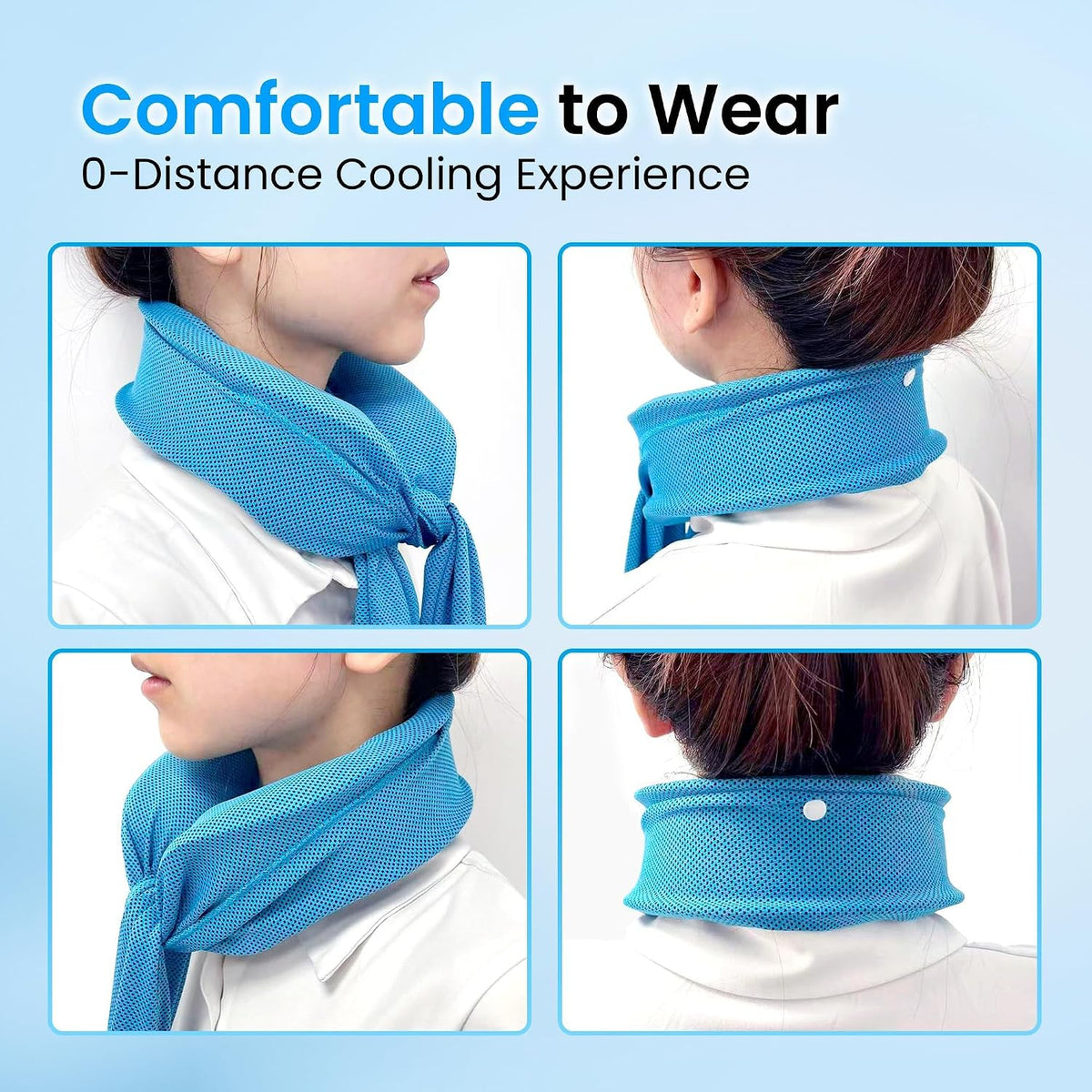 Neck Cooler for Hot Weather, Reusable Wearable Ice Water Neck Wrap with Wide Mouth for Ice Cubes, U-Shaped Cooling Neck Pack for Summer Heat, Outdoor Work, Sports, Travel & Hot Flashes, Blue