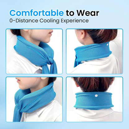 Neck Cooler for Hot Weather, Reusable Wearable Ice Water Neck Wrap with Wide Mouth for Ice Cubes, U-Shaped Cooling Neck Pack for Summer Heat, Outdoor Work, Sports, Travel & Hot Flashes, Blue