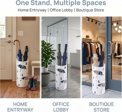 BEWBBAT Umbrella Stand Rack for Entryway, Freestanding Round Metal Umbrella Holder, Rain Collection Umbrella Organizer Bin for for Can Walking Stick, Home Office Decor, Hold 4-5 Umbrellas