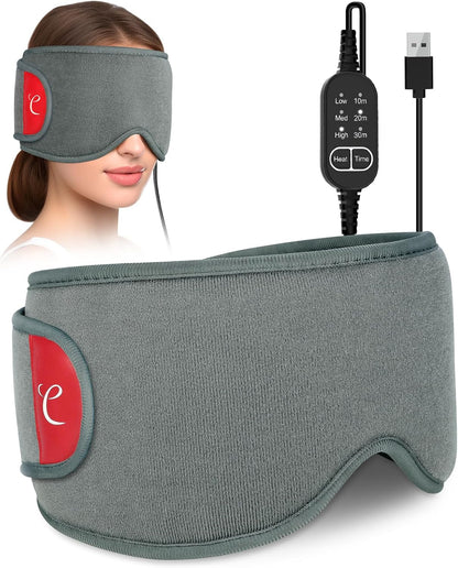 Comfytemp Heated Eye Mask for Dry Eyes, USB Wearable Eye Heating Pad | Sinus Headache Migraine Relief Mask, Warm Compress for Eyes with 3 Heat and Time Settings