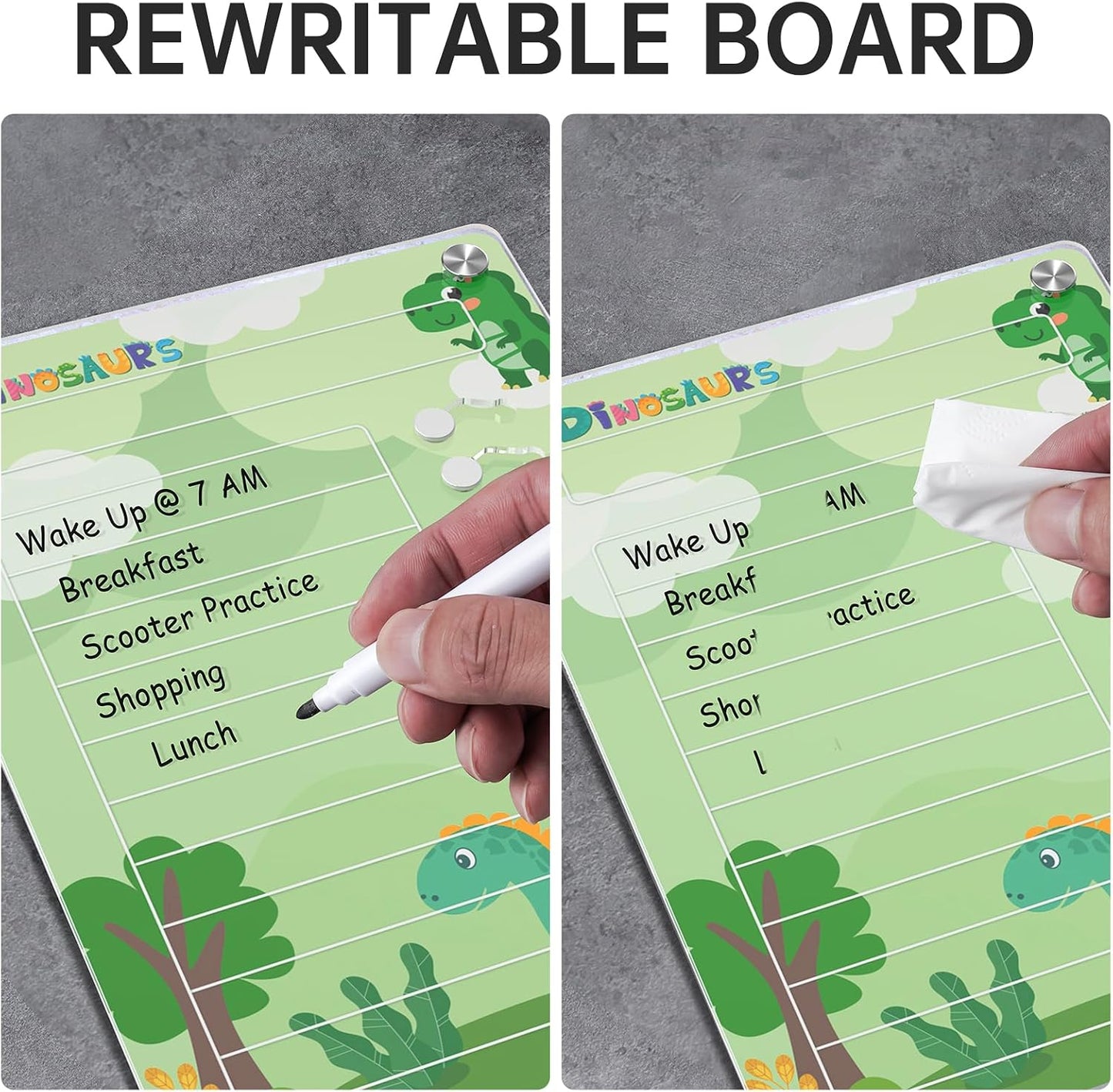 NiHome Chore Chart for Kids & Adults, Magnetic to Do List Board w/Stand | Acrylic Dry Erase Checklist & Routine Task Board, Fits Fridge Or Desk, 10 Sliders, ADHD Tools For Family Home Office School