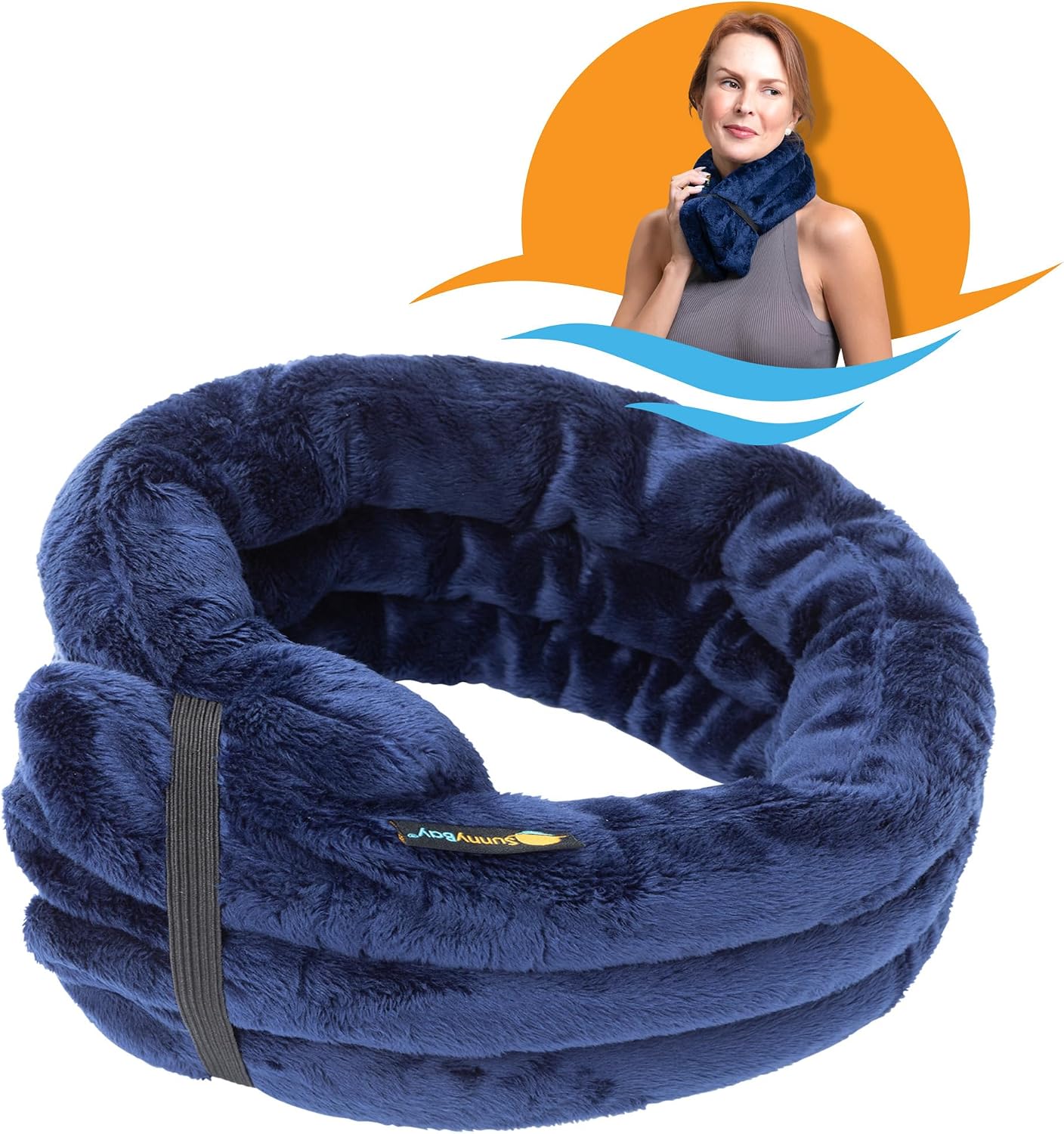 SunnyBay Microwave Heating Pad, Microwavable Heated Neck and Shoulder Wrap, Multipurpose Moist Hot/Cool 2.5lb Bean Bag Pack with Plush Cover and Elastic Fastener,26x6 Inches, Wider, Blue