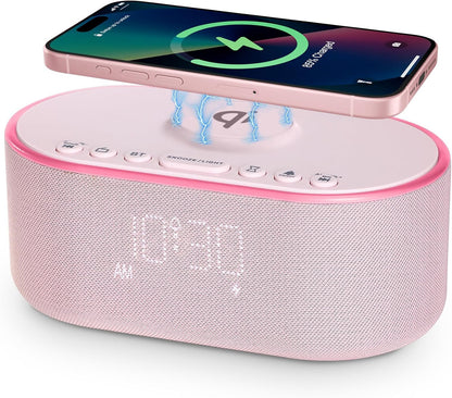 Odokee Qi Certified Wireless Charging Alarm Clock Radio for Bedroom