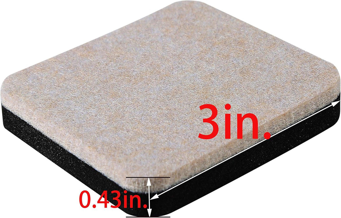 20 Pack 3in.Square Felt Sliders for Hard Surfaces - Heavy Duty Furniture Moving Sliders