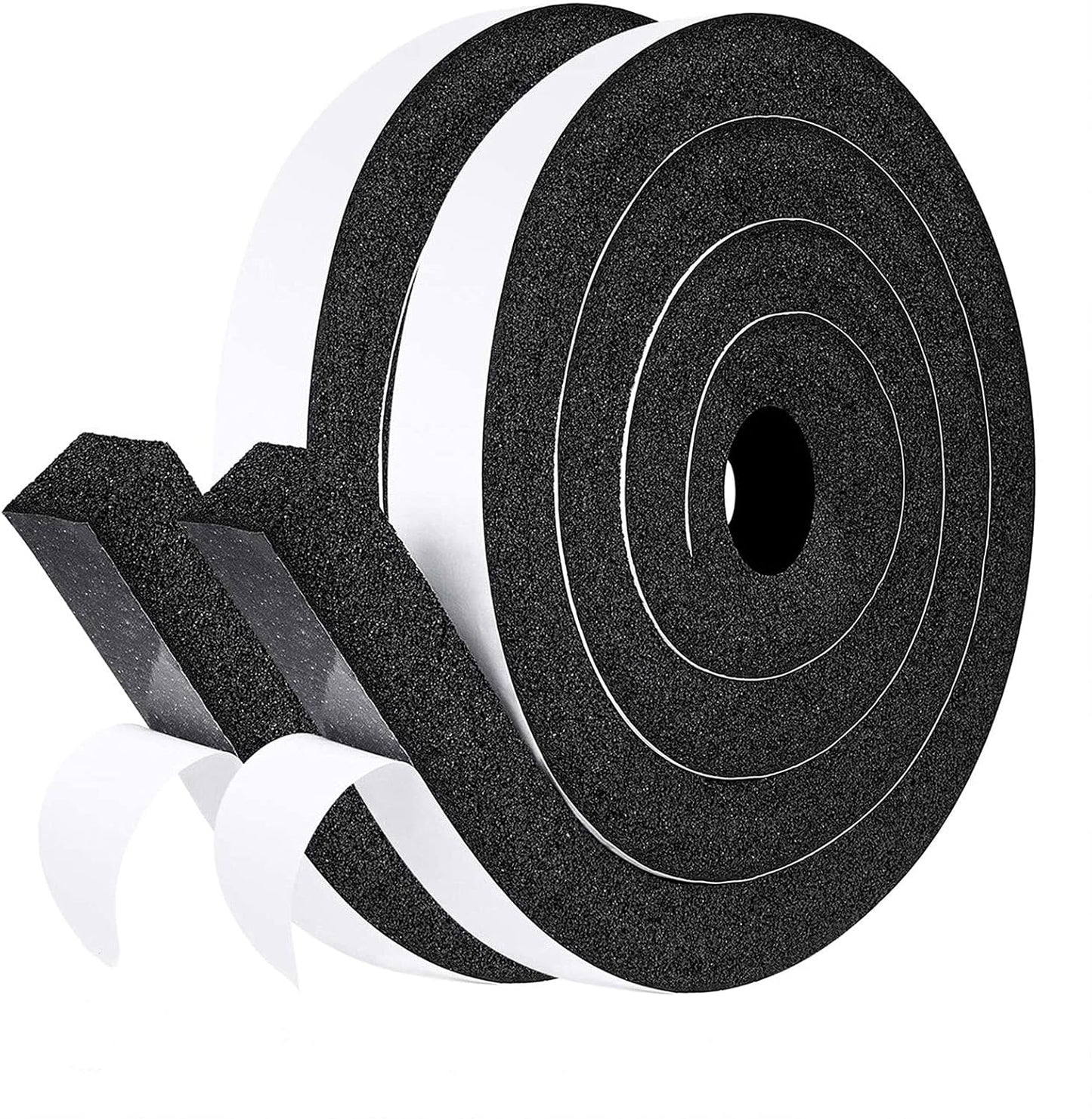fowong AC Window Seal Foam Tape, 1" x 1" Thick Foam Weather Strip, Black | High Resilience Foam Tape Seals Large Gaps Around Ac Windows and Doors, 6.5ft x 2 Rolls, Strong Adhesive, Install in Minutes