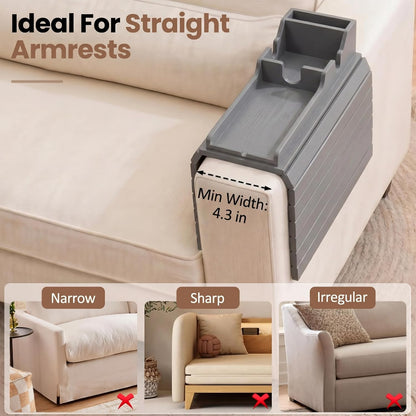 Acacia Couch Armrest Table, Over the Couch Arm Tray with Removable Couch Cup Holder, 2 in 1 Design Foldable Armchair Couch Caddy and Sofa Drink Cup Holder for Home Essentials Decor Hack