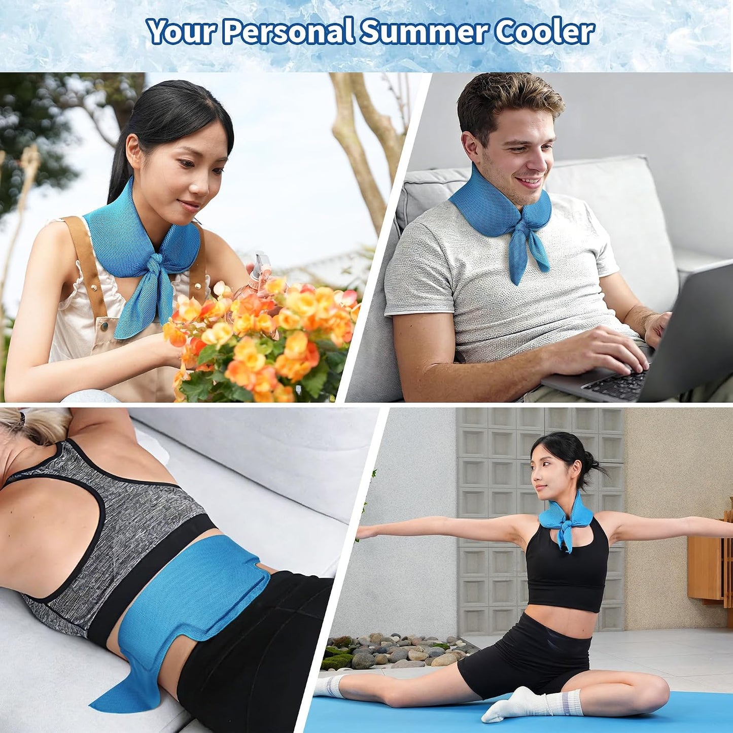 Widened Cooling Neck Wraps Long Lasting Neck Ice Pack Wrap | Upgraded Gel Ice Pack for Neck, 4X Longer Effect, Relief of Pain & Swelling, Neck Coolers for Hot Weather