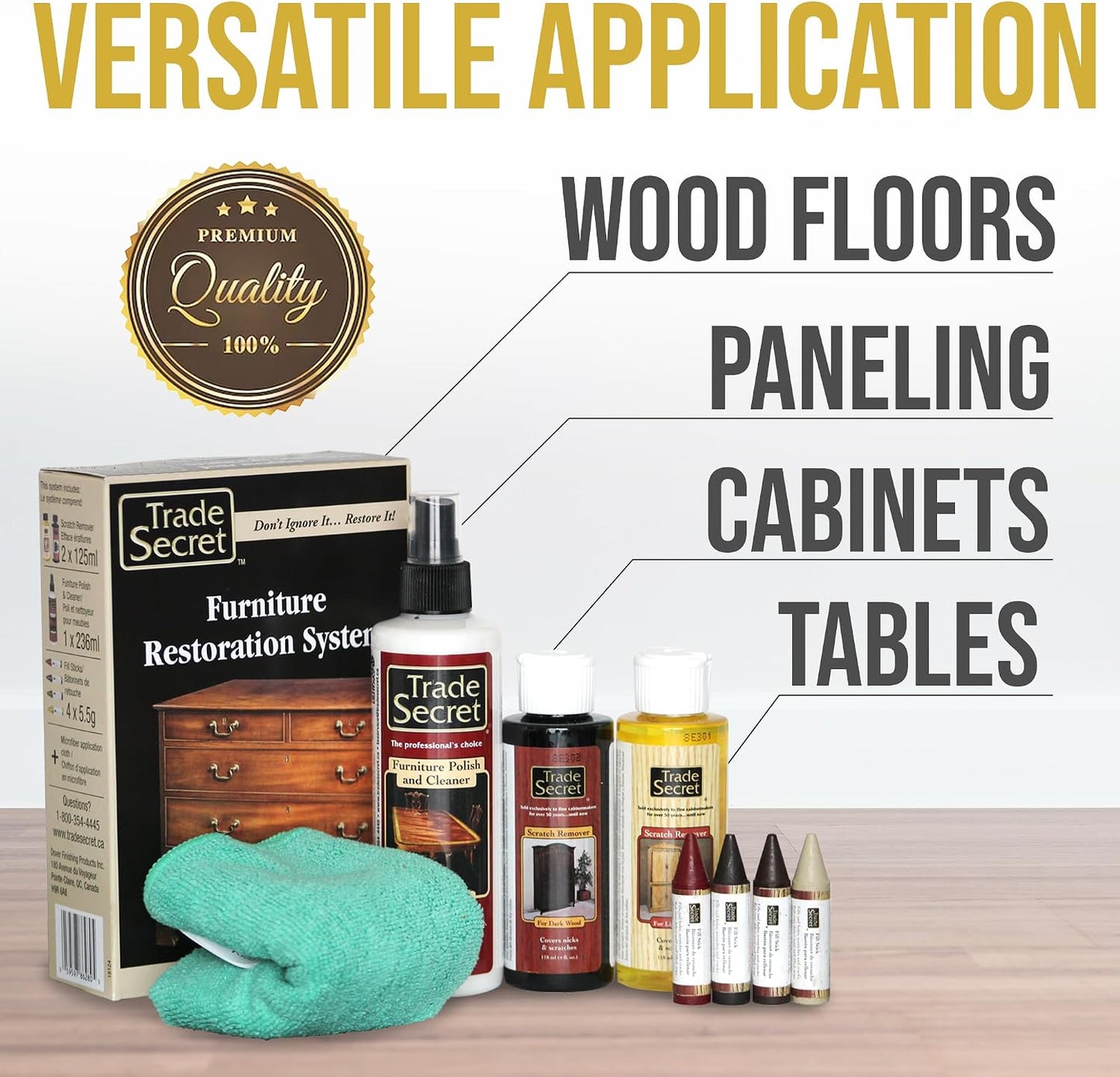 Trade Secret Scratch Concealer for Dark Wood Furniture & Floors – Dark Brown Shade Stain Covers Nicks, Scuffs, Dog & Cat Scratches, Minor Defects – Real Wood Only