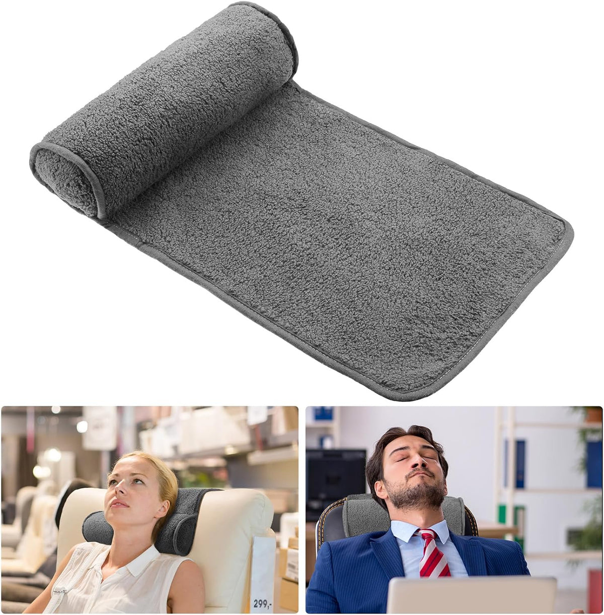 Weysat Head Neck Pillow for Recliner Chair Head Rest Roll, Gray