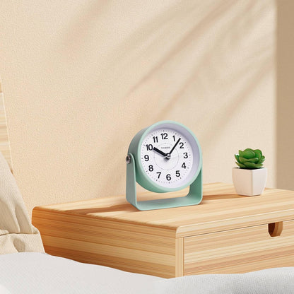 Analog Alarm Clock, Silent Non-Ticking Quartz Movement, Battery-Operated with Snooze & On-Demand Light, Easy to Set Gentle Wake Bedside Desk Clock, Ideal for Home, Travel, Office (Gray)