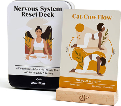 Somatic Therapy & Polyvagal Card Deck for Nervous System Reset - 48 Vagus Nerve Regulation Exercises, Breathwork, Yoga, & Mindfulness Cards - Stress Relief Therapy Tools & Coping Skills Deck