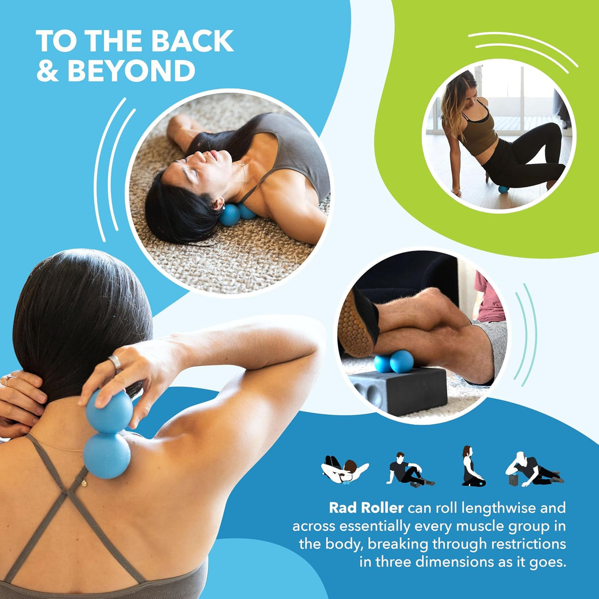 RAD Roller Stiff Peanut Massage Ball - High Density Peanut Massager - Myofascial Release for Back, Feet, Neck, Psoas - Suboccipital Release Device, Thoracic Spine Roller Balls