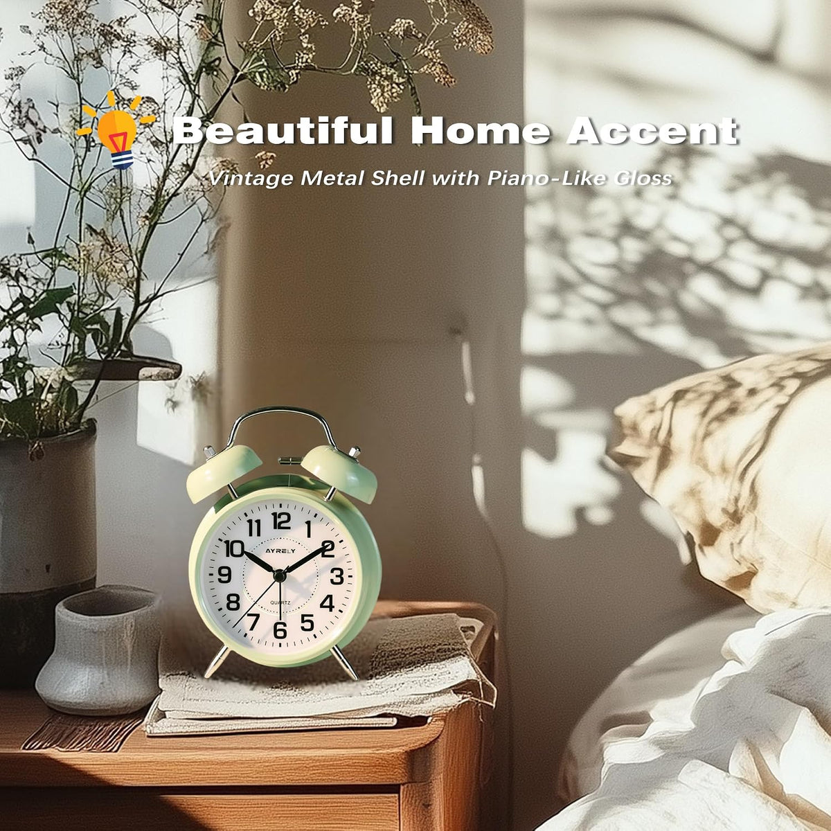 AYRELY® Super Loud Alarm Clock for Heavy Sleepers, 4.5 Inch Twin Bell Retro