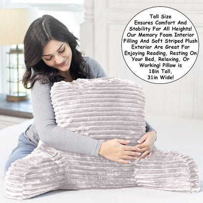 Homie Reading Pillow with Reading Light and Wrist Support, Has Arm Rests, and Back Support for Bed Rest, Lounging, Reading, Working on Laptop, Watching TV (Gray)