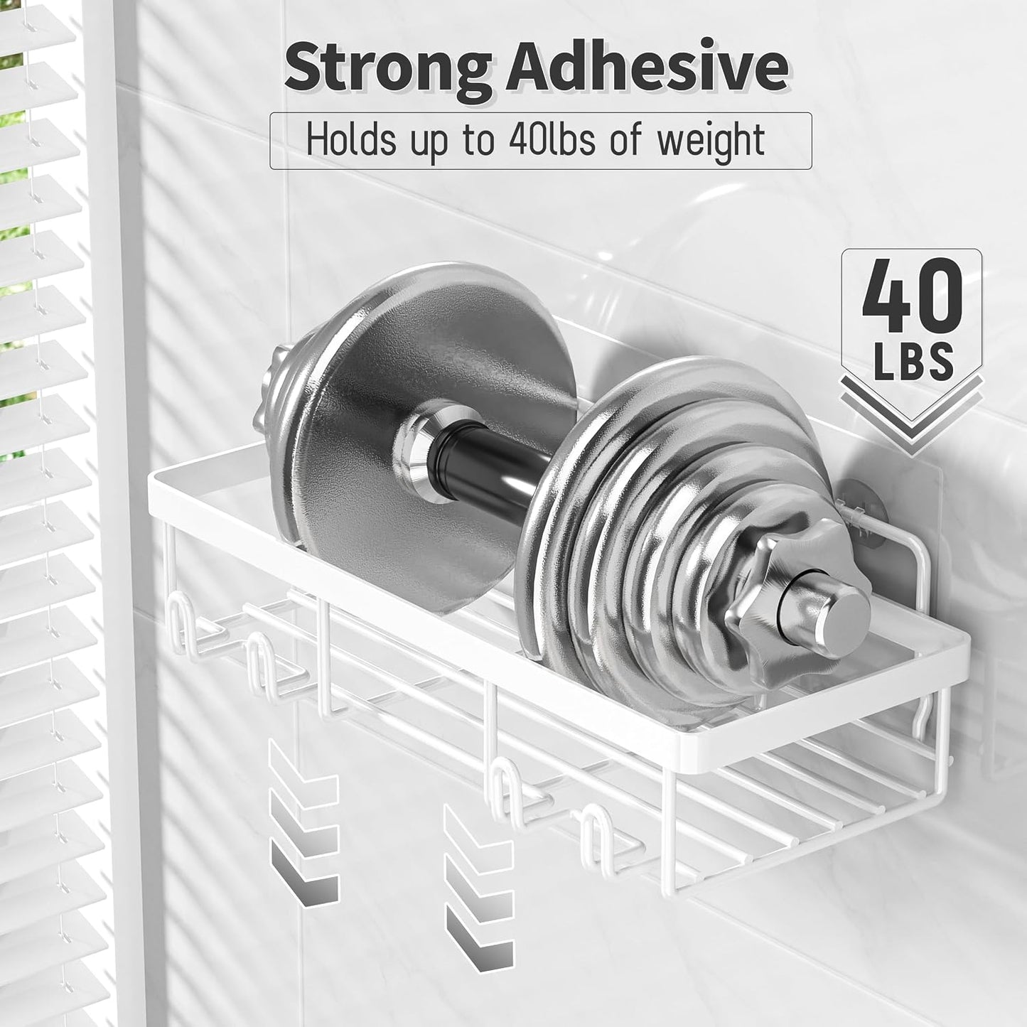 Liuoud 5 Pack Shower Caddy for Inside Shower, Gold Bathroom Storage Decor | Large Rustproof Stainless Steel Organizer with Strong Adhesive, No Drilling Wall Mounted Shelves, Bathroom Accessory Set