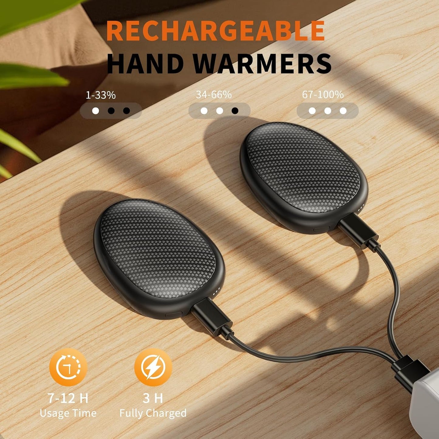 coldSky Rechargeable Hand Warmers 2 Pack, Magnetic 2-in-1 Reusable Electric Hand Warmer, 3 Heat Settings Portable Pocket Hand Heater Gifts for Women Men Christmas, Skiing, Camping, Hunting