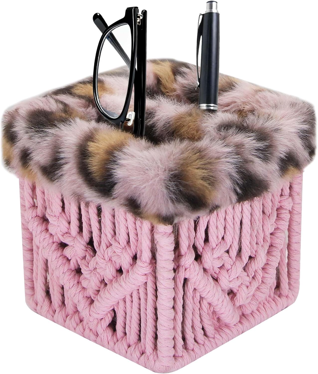 Plush Lined Glasses Eyeglass Holder Stand for Nightstand | Anti-scratch Glasses Stand Case,Cotton Rope Eyeglasses Holder, Storage Organizer for Office Desk