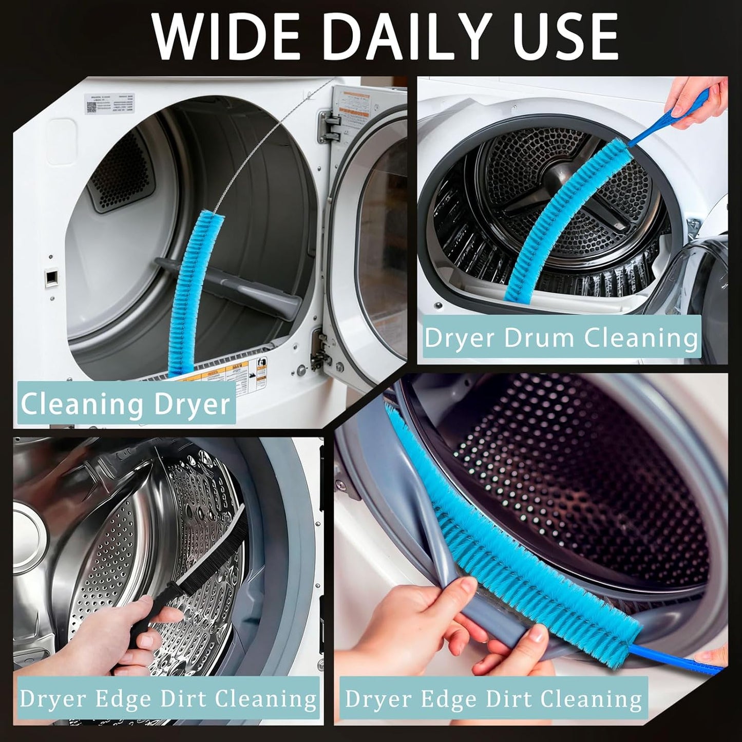 Dryer Vent Cleaner Kit Vacuum Hose Attachment Lint Brush Cleaning Tool