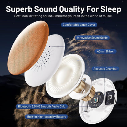 Pillow Speaker for Sleeping, Ultra-Thin Portable Bluetooth 6.0 Orange | Sleep Speaker Under Pillow, Timer, Private Sound Ear Friendly Speaker for Bed, Not Disturb Partner for Side Sleepers Travel