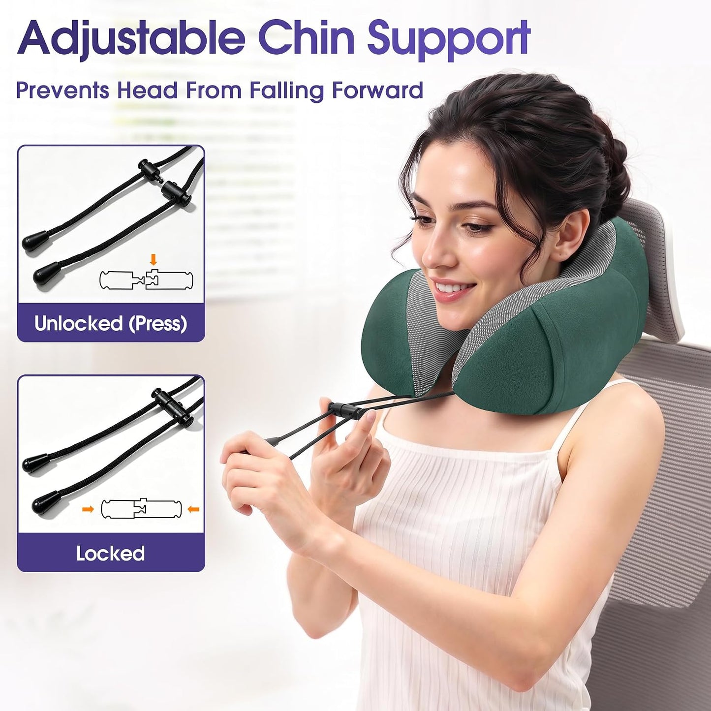 CloudBliss Neck Pillow for Airplanes, Memory Foam Travel Pillow, Black | Compact Flight Pillow with Eye Mask, Earplugs, Carry Bag, Travel Neck Pillow for Long Flight Sleep, Plane Travel Essentials
