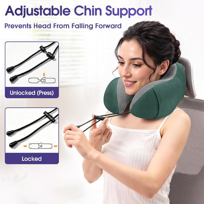 CloudBliss Neck Pillow for Airplanes, Memory Foam Travel Pillow, Black | Compact Flight Pillow with Eye Mask, Earplugs, Carry Bag, Travel Neck Pillow for Long Flight Sleep, Plane Travel Essentials