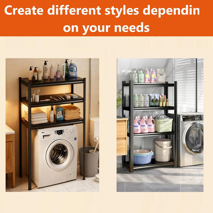 4 Tier Over the Washer Storage Shelf, Metal Washing Machine Shelf, Heavy Duty Laundry Shelf for Over Washer or Dryer, Black (63" H x 45.3" W x 19.7" D)