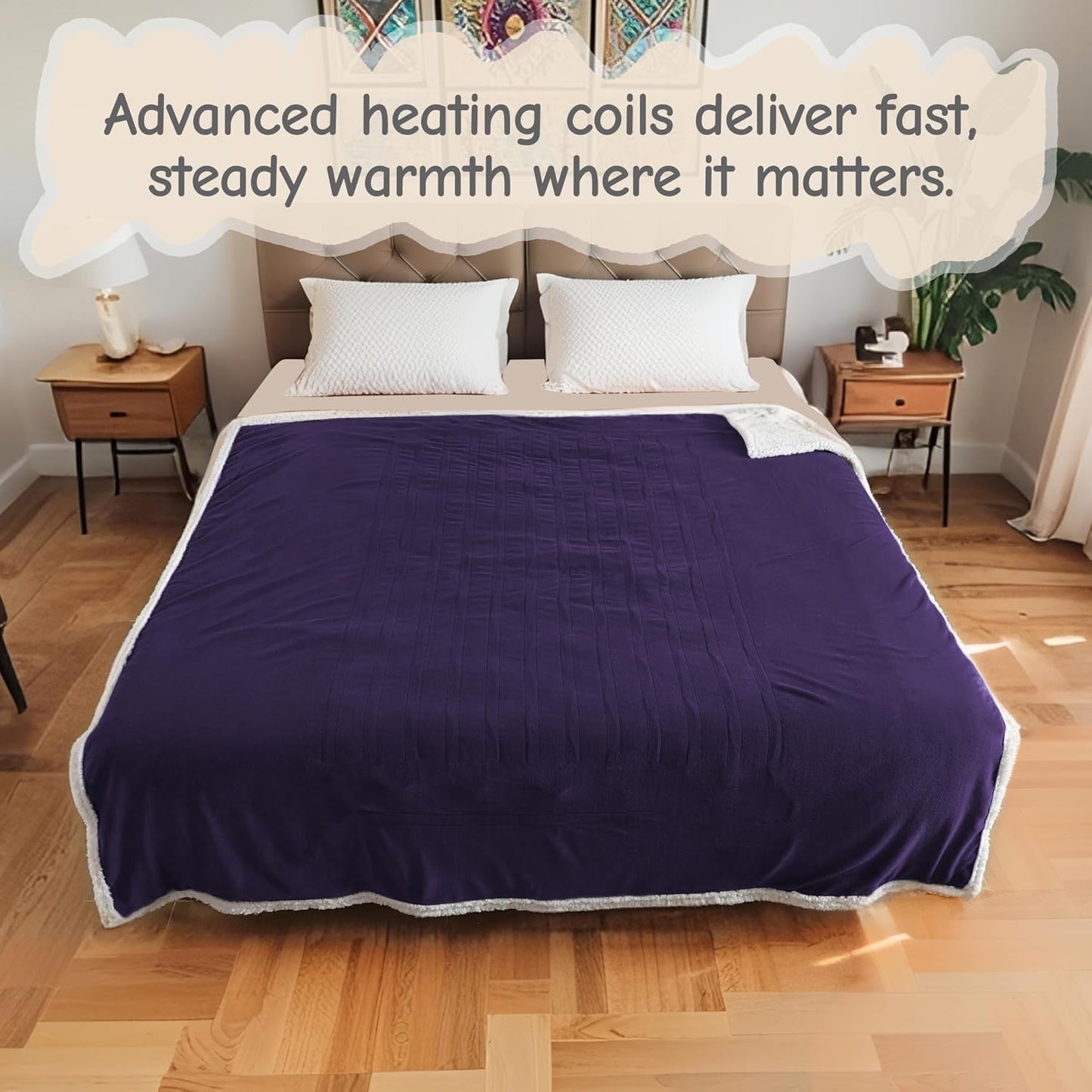 Soypipo Electric Heated Throw Blanket 50"x60", Faux Fur Plush with 4 Heat Settings & 2/4/8/10H Auto Shut-Off, Overheat Protection, Machine Washable, for Office & Chair, Dark Grey