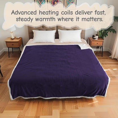 Soypipo Electric Heated Throw Blanket 50"x60", Faux Fur Plush with 4 Heat Settings & 2/4/8/10H Auto Shut-Off, Overheat Protection, Machine Washable, for Office & Chair, Dark Grey