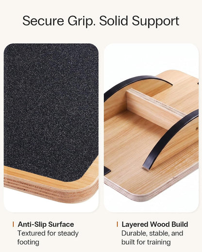 StrongTek Wooden Balance Board, Basic Rocker or Advanced 360° Wobble | Beginner-to-Advanced Options, Non-Slip Surface, Ankle Rehab, Physical Therapy, Core Stability and Balance Training