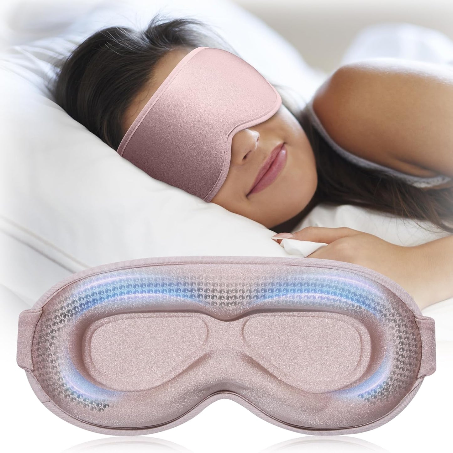 FACEMOON 3D Blackout Weighted Eye Mask for Sleep, Airplane Travel Essential | Long flights, road trips, gentle weighted comfort, deep cups, lash-friendly, adjustable strap, daytime naps for men & women