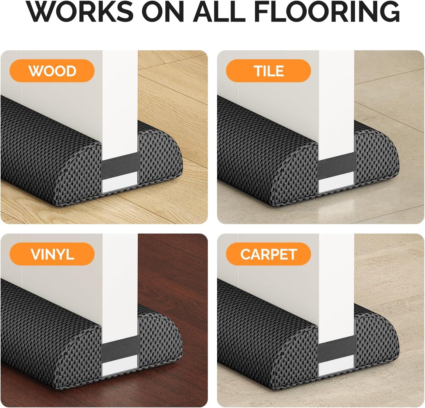 fowong Door Draft Stopper, 36" Adjustable Under Door Noise Stopper, Grey | Durable Door Draft Blocker Helps to Seal Door Gaps, Reduce Drafts, Noise, Dust & Light, Fit Doors 30"–36", Easy to Install