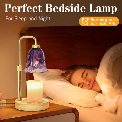 XJZJY Pink Flower Candle Warmer Lamp with Timer, Birthday Gifts for Women
