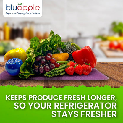 Bluapple FreshMats - Refrigerator Bin Liners, Fridge Drawer Mats - Keeps Produce Fresh Longer, Prevents Bruising, Promotes Air Circulation - BPA-Free Polyurethane Foam - (4-Piece Set, 12"x15", Green)