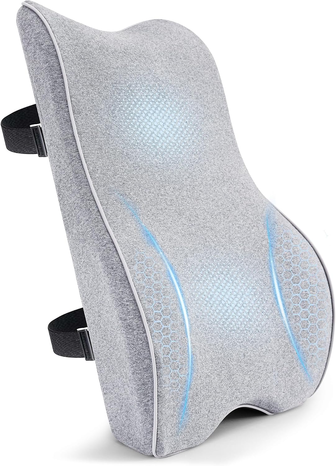 Soft Comfortable Memory Lumbar Support Pillow Back Cushion for Offic | Built-In Adjustable Straps Secure Reduce Back Soreness Pressure Distribution Breathable Premium Fabric Long-lasting Support